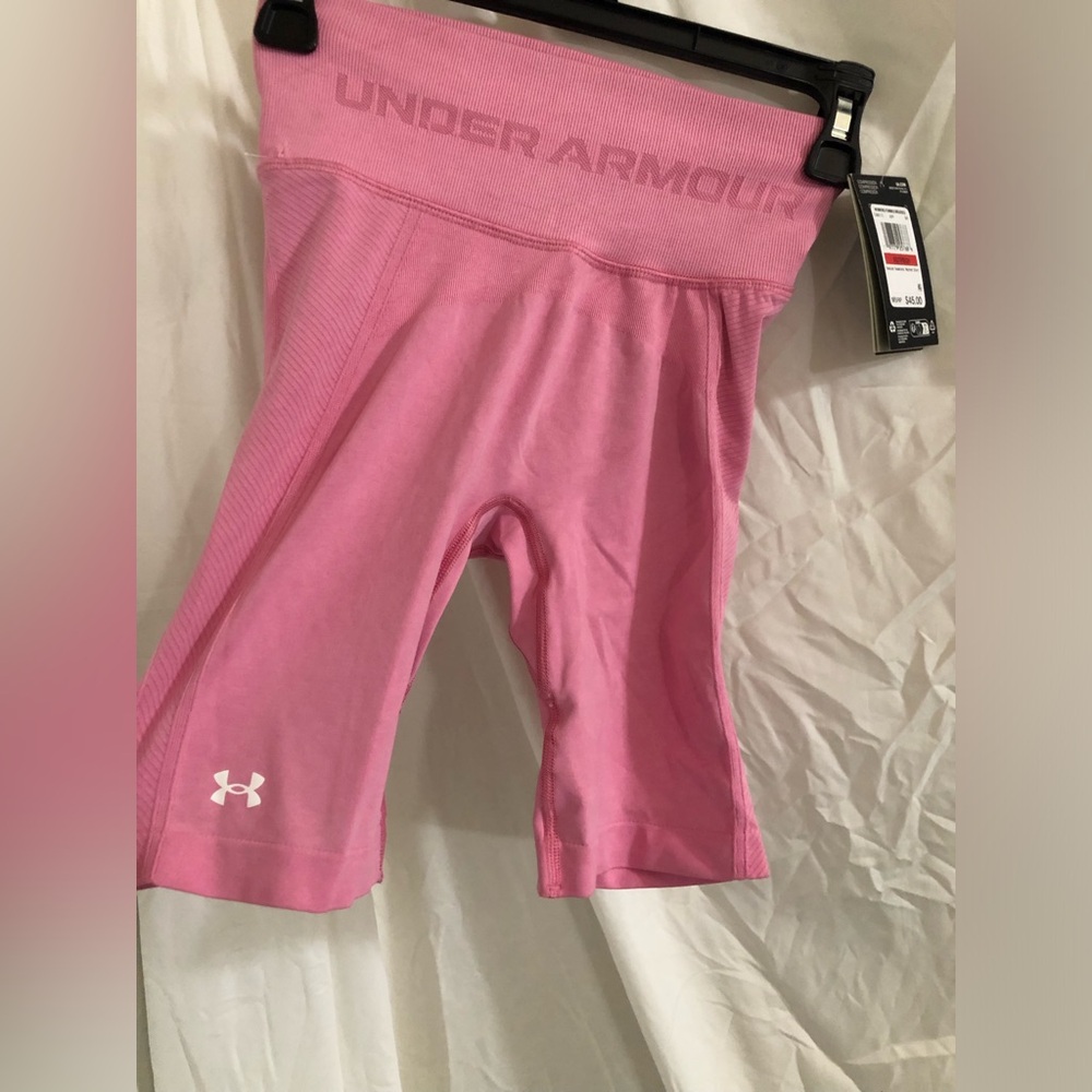 Under Armor pink vanish seamless washed compression bike‎ shorts size XS new